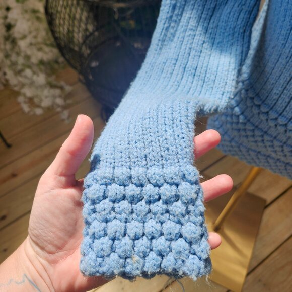 Joan Sweater / Vintage 1950's Baby Blue Knit Acrylic Sweater by Joan Marie - Picture 9 of 16